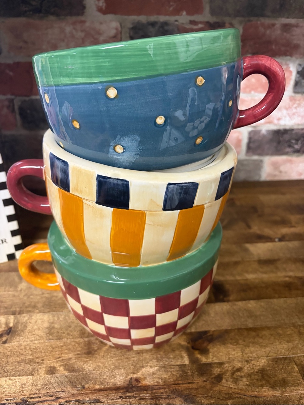 Sakura Multicolor Stacked Teacup Cookie Jar – Green, Blue, Yellow, Red - Picture 5 of 10